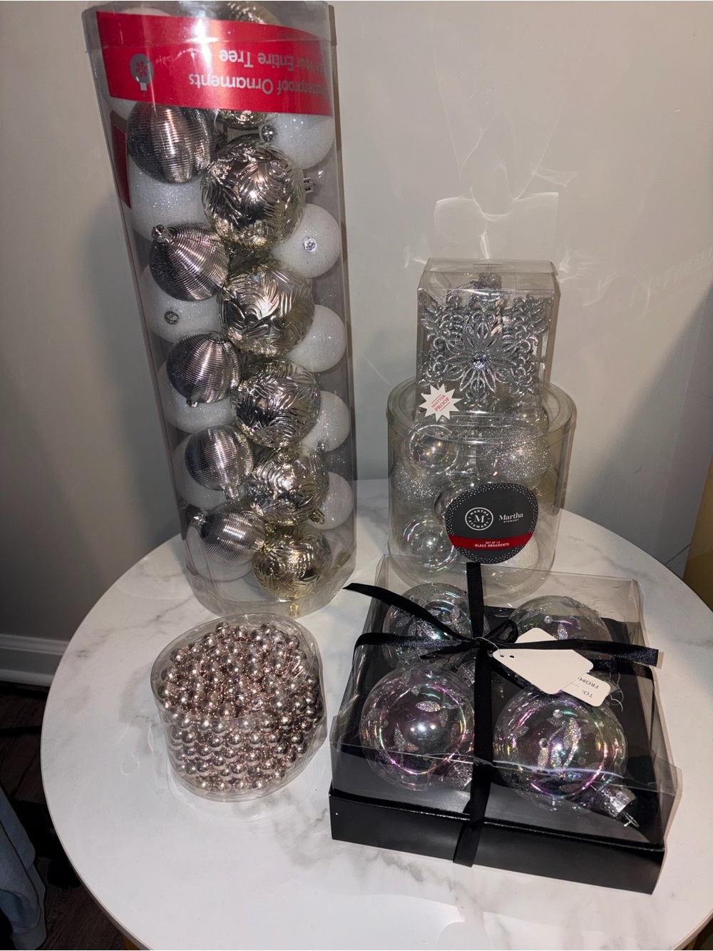 Martha Stewart Silver, White & Iridescent Holiday Ornament Collection